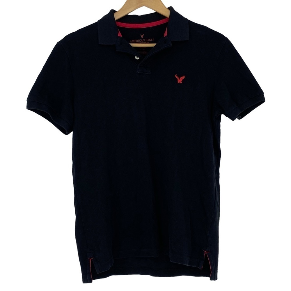 AEO black & red polo short sleeve shirt men's size small